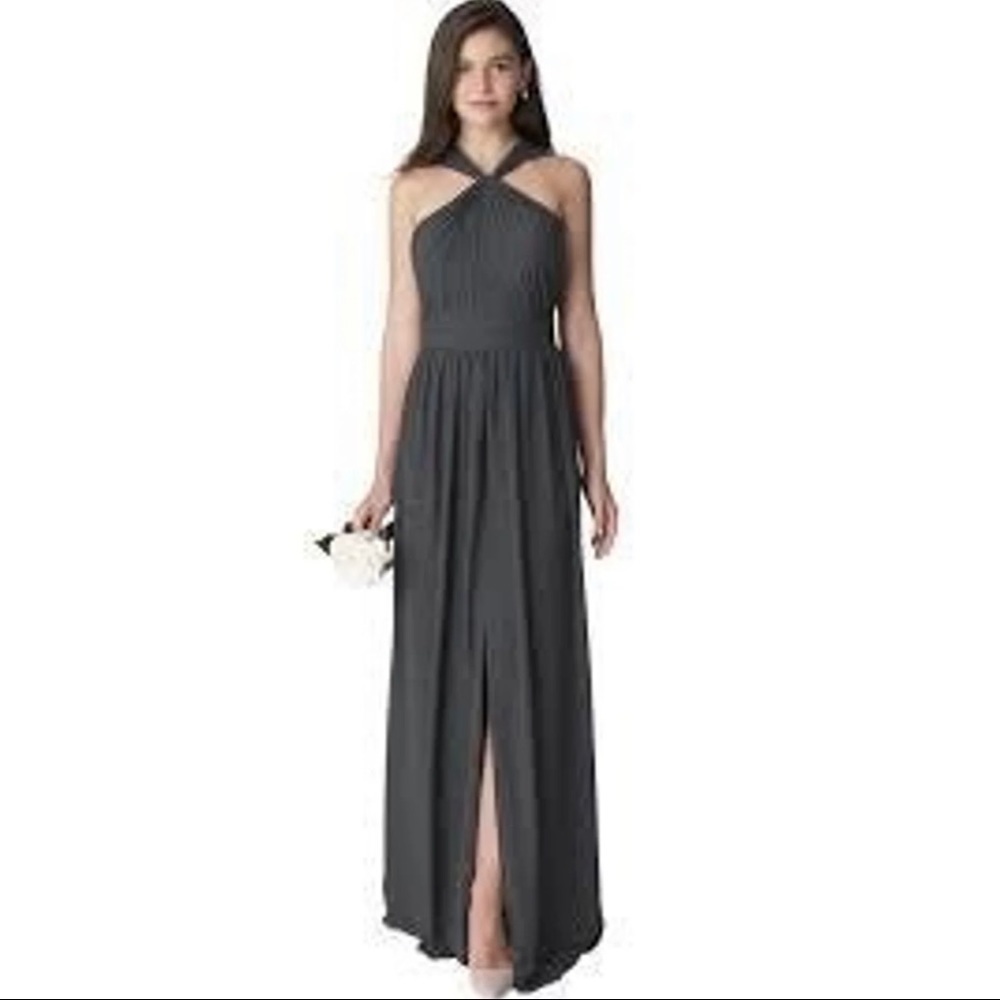 Bill Levkoff Charcoal Chiffon Sleeveless A-line Dress gray size 10